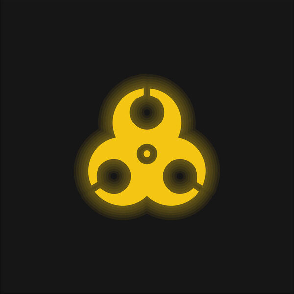 Биоопасный жёлтый светящийся неоновый значок