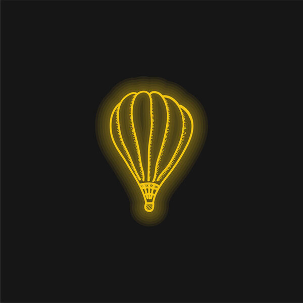 Air Balloon yellow glowing neon icon