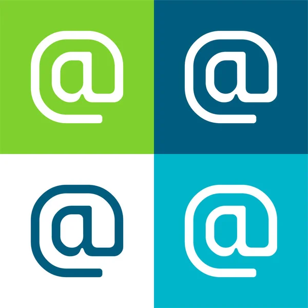 Arroba Sign Flat Four Color Minimal Icon Set — Stock Vector