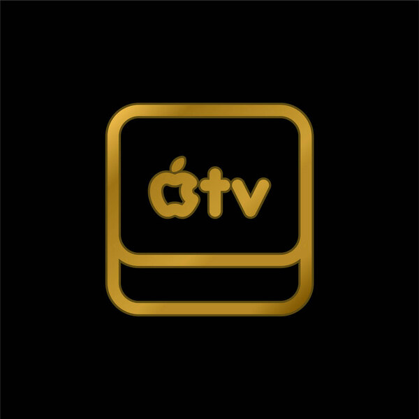Apple Tv gold plated metalic icon or logo vector