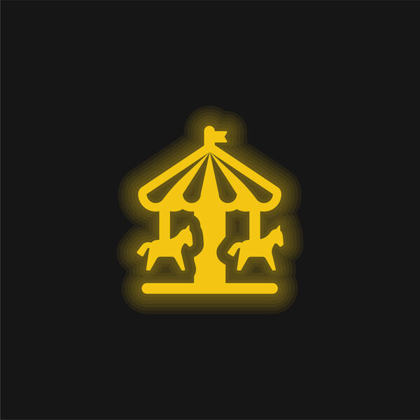 Amusement Park yellow glowing neon icon