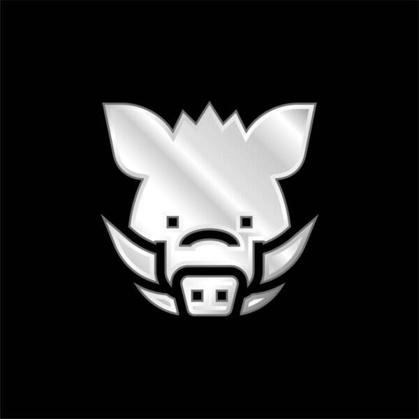 Кабан серебристый металлический значок