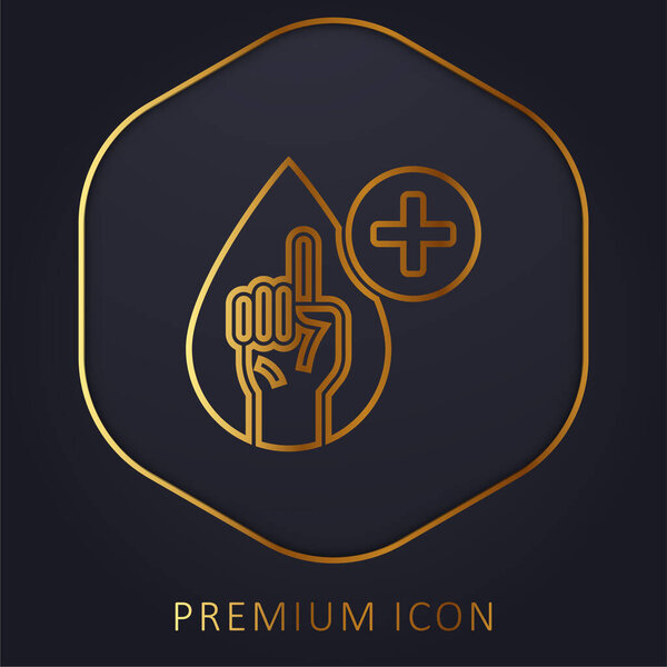 Blood Test golden line premium logo or icon