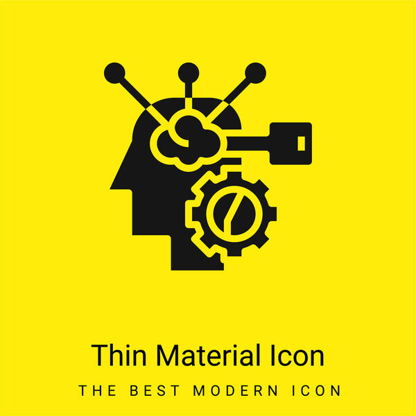 Процесс мозга минимальный ярко-желтый значок материала