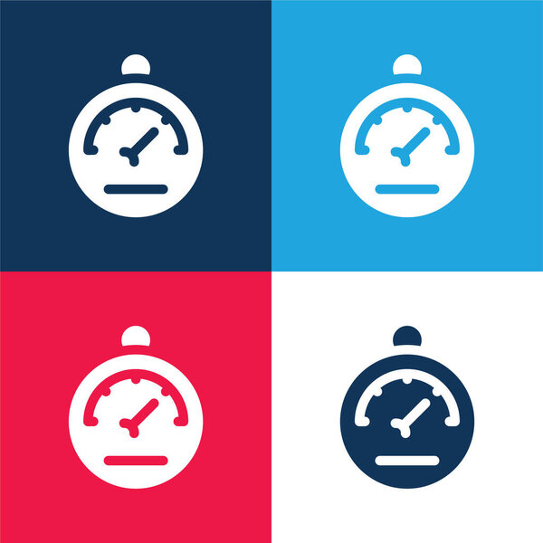 Barometer blue and red four color minimal icon set