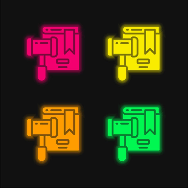 Reuction four color glowing neon vector icon