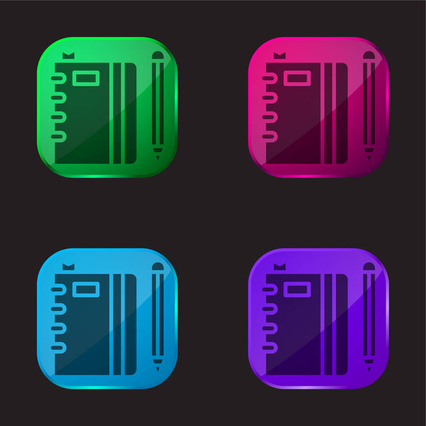 Book four color glass button