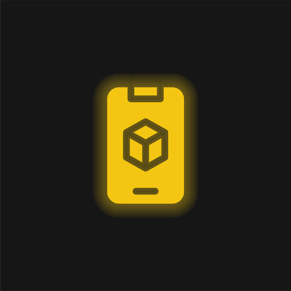 Augmented Reality yellow glowing neon icon