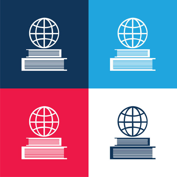 Книга And Earth Grid On Top синий и красный четыре цвета минимальный набор значков