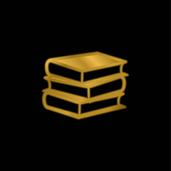 Книги Стек из трех позолоченных металлических значок или вектор логотипа