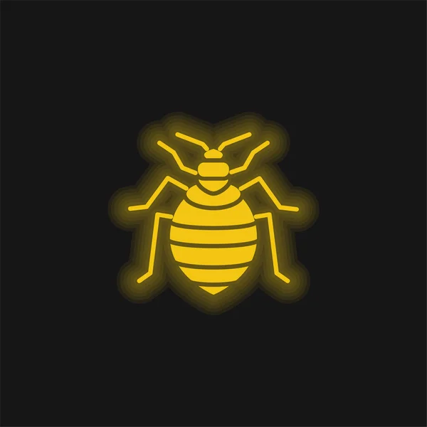 Bed Bug Amarillo Brillante Icono Neón — Archivo Imágenes Vectoriales