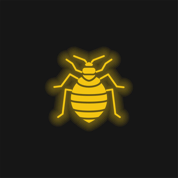 Bed Bug yellow glowing neon icon