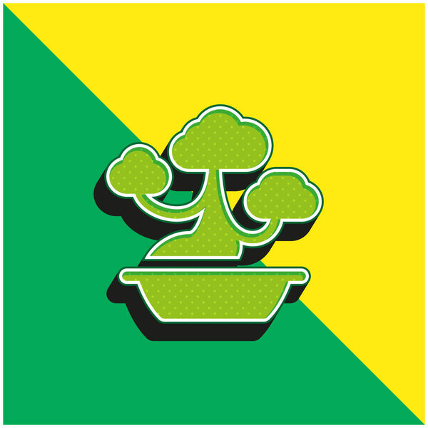 Bonsai Green and yellow modern 3d vector icon logo