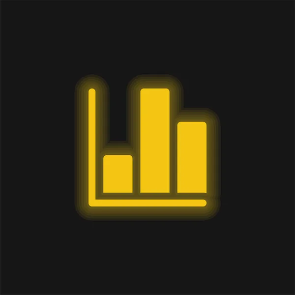 Diagramme Barres Jaune Brillant Icône Néon — Image vectorielle