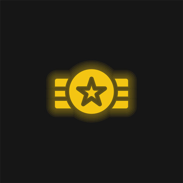 Badge yellow glowing neon icon