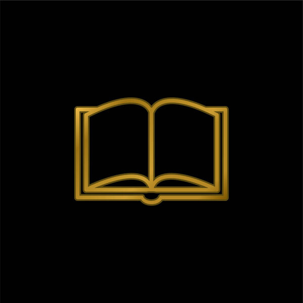 Book Opened Outline From Top View gold plated metalic icon or logo vector