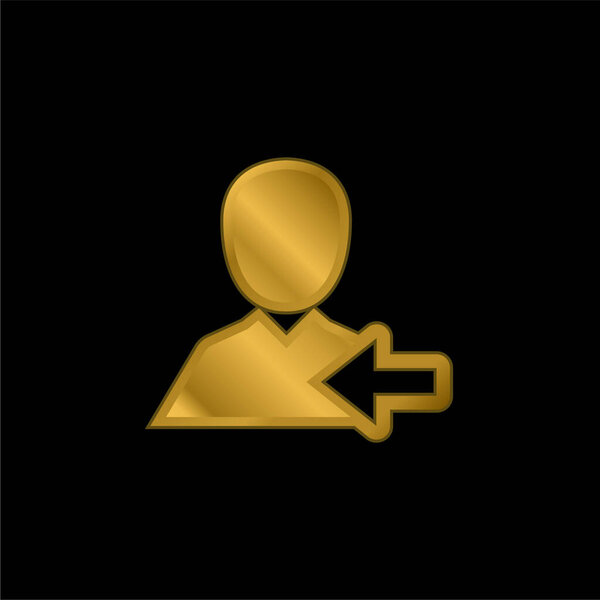 Back Left Arrow And Man Symbol gold plated metalic icon or logo vector