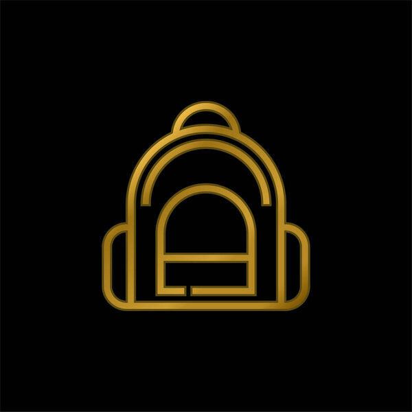Backpack gold plated metalic icon or logo vector