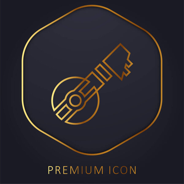 Bouzouki golden line premium logo or icon