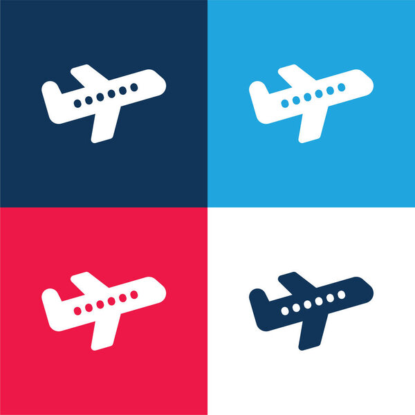 Самолет синий и красный четыре цвета минимальный набор значков