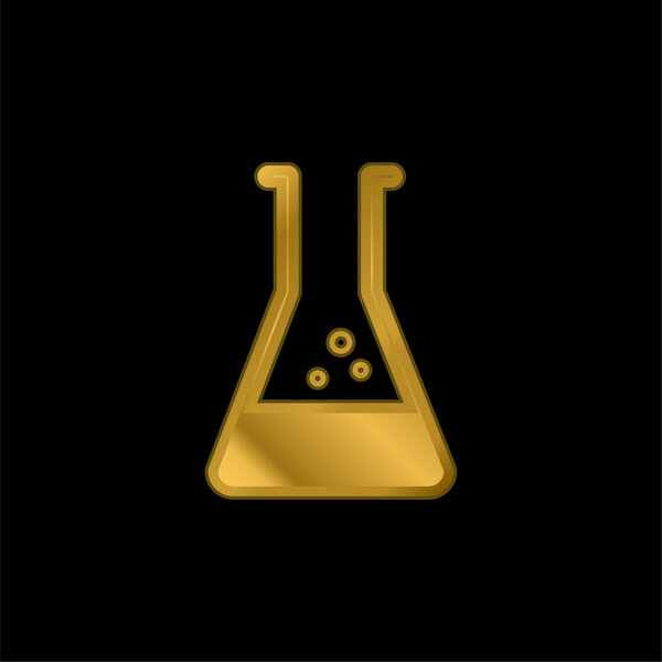 Beaker gold plated metalic icon or logo vector