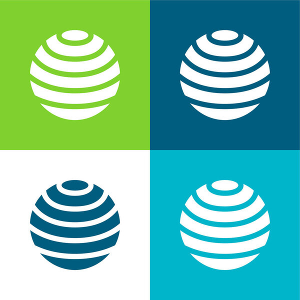 Мяч Плоский четырехцветный минимальный набор значков