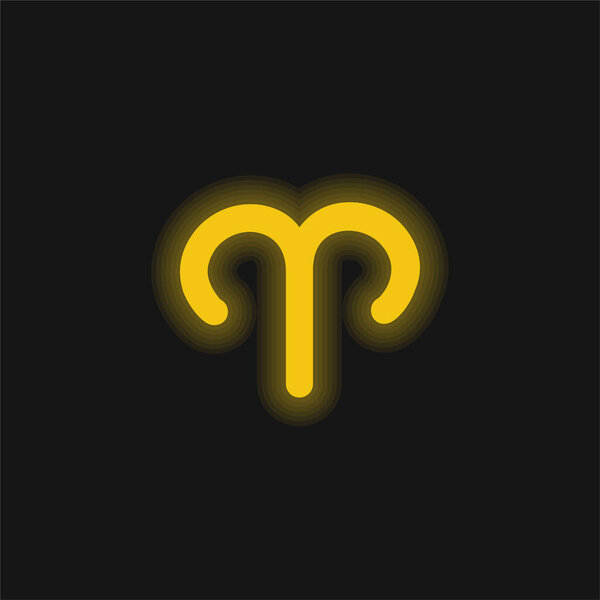 Aries Sign yellow glowing neon icon