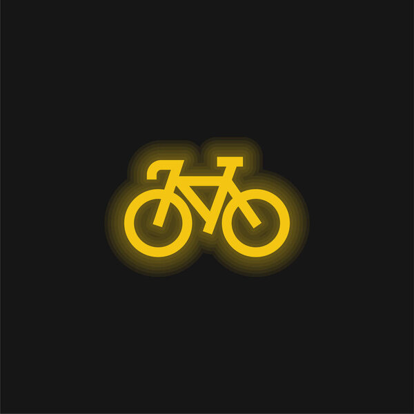 Bike yellow glowing neon icon