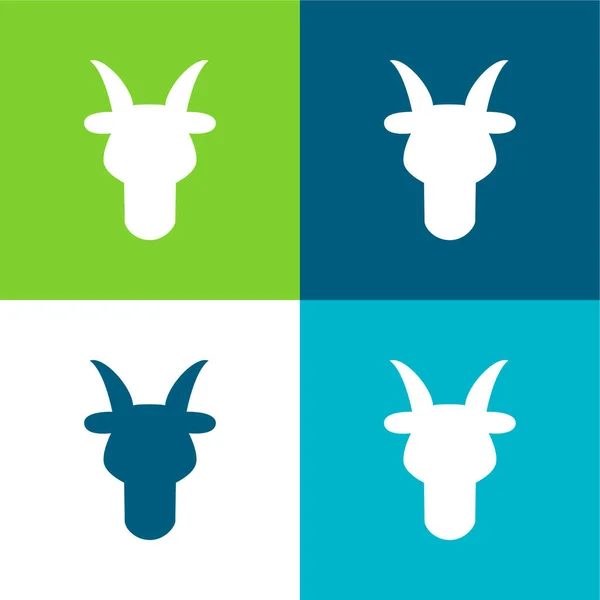 stock vector Aries Bull Head Front Shape Symbol Flat four color minimal icon set