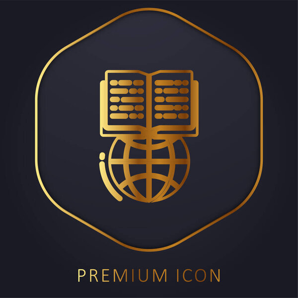 Книга золотая линия премиум логотип или значок