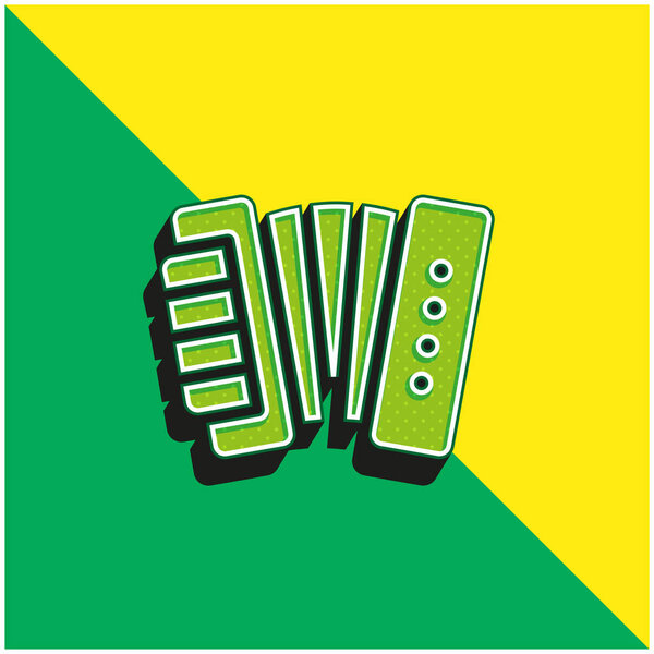 Accordion Green and yellow modern 3d vector icon logo