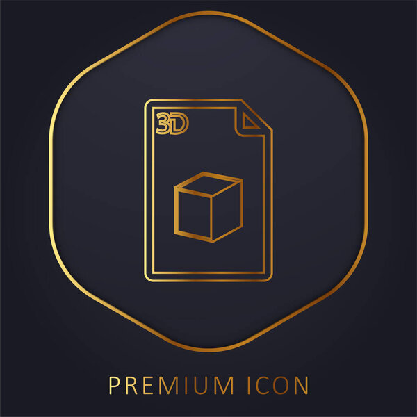 3d Printed Sheet Of Paper With A Cube Image golden line premium logo or icon