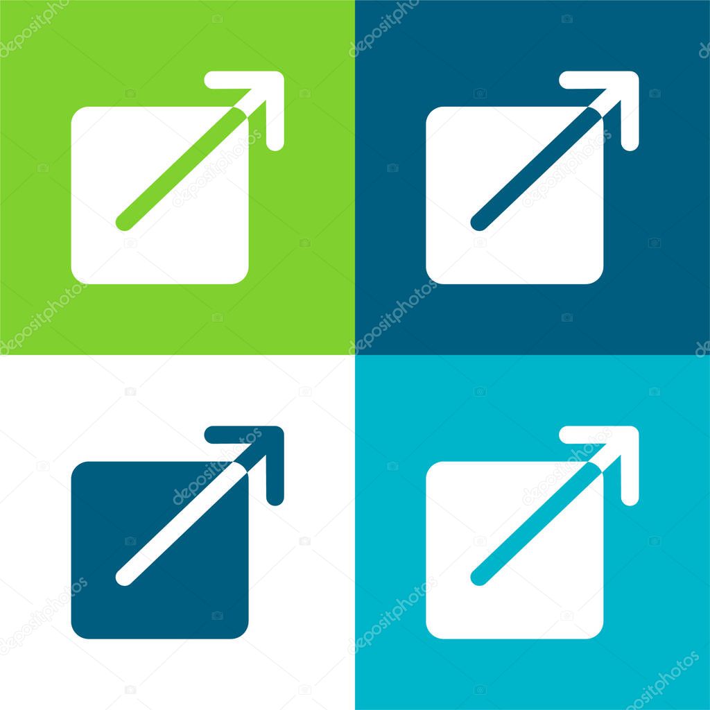 Black Square Button With An Arrow Pointing Out To Upper Right Flat four color minimal icon set