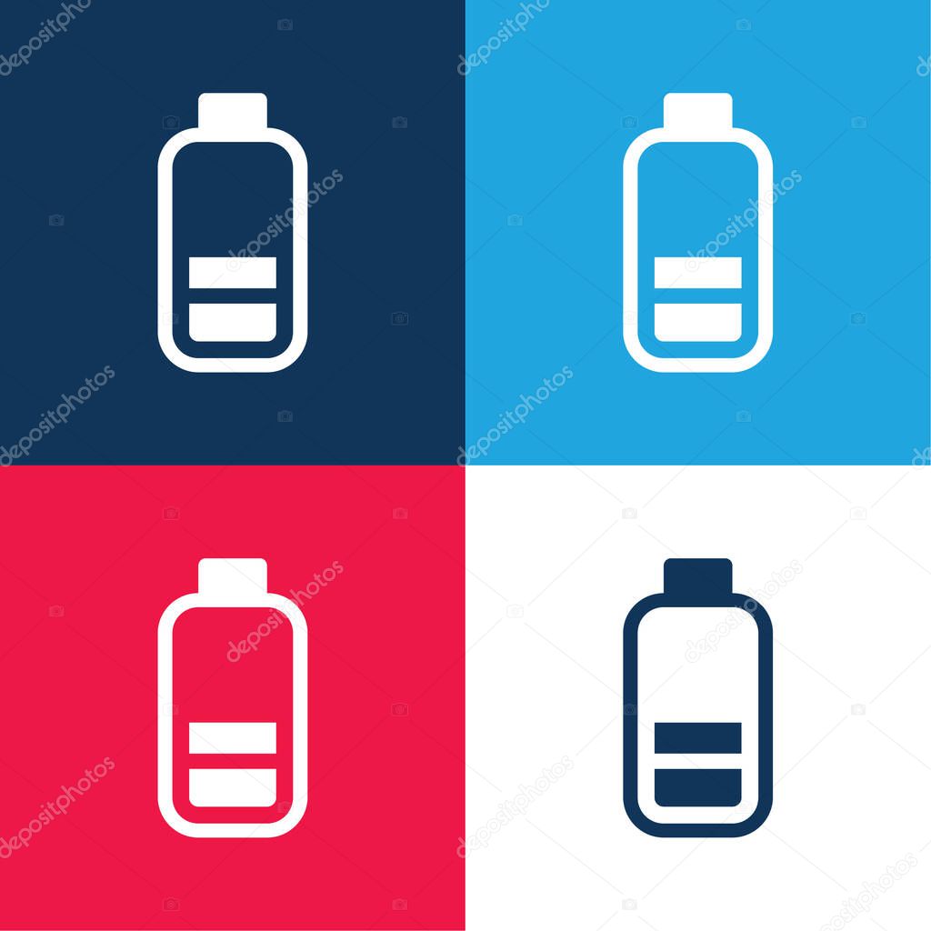 Battery With Two Bars blue and red four color minimal icon set