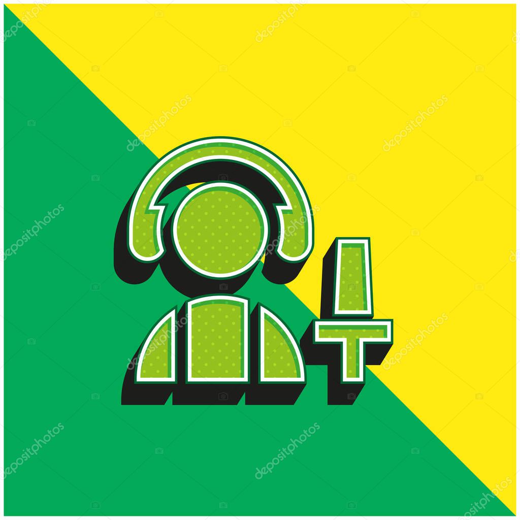 Aircraft Green and yellow modern 3d vector icon logo
