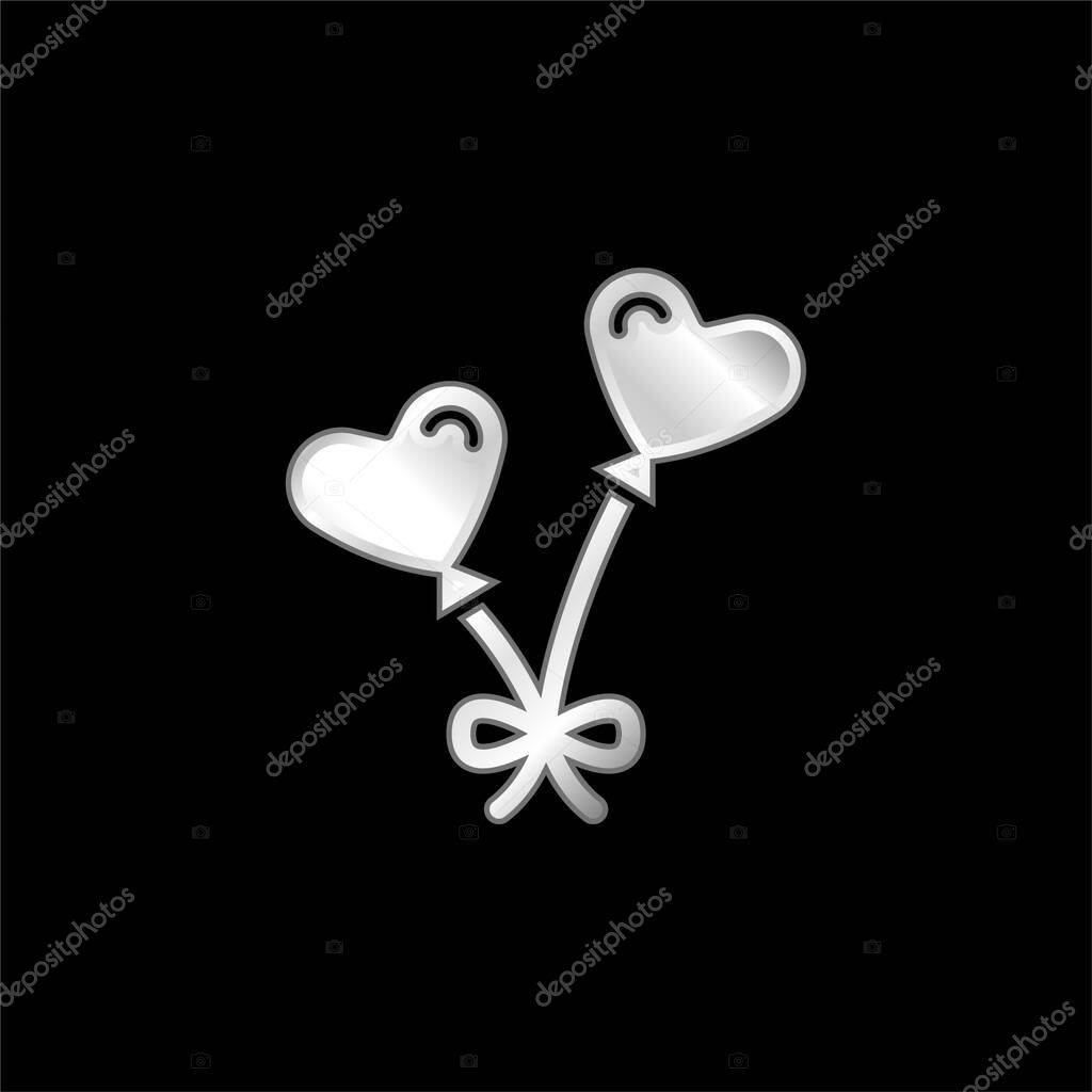 Balloons silver plated metallic icon