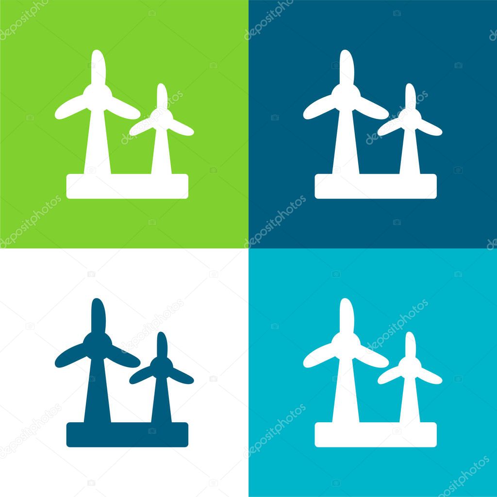 Air Turbine Flat four color minimal icon set