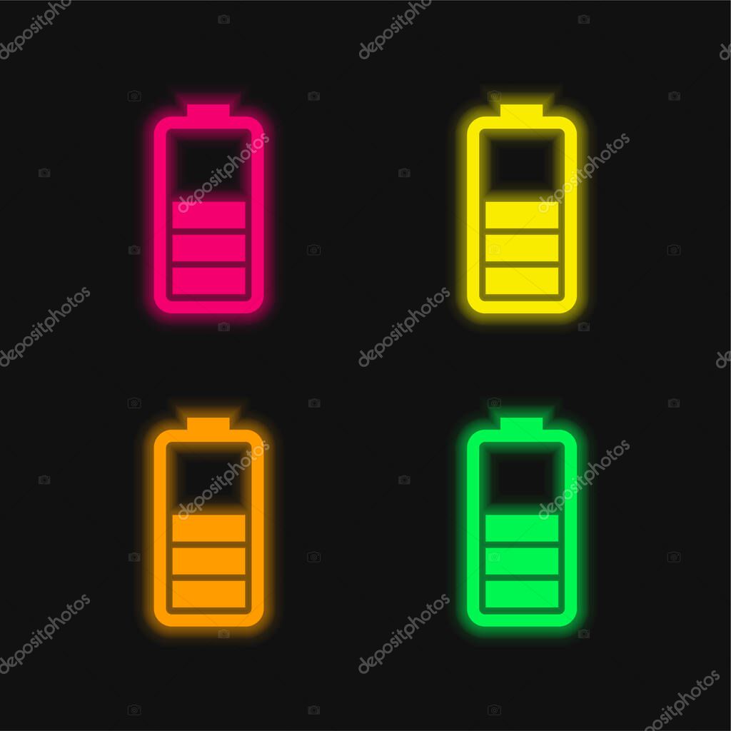 Battery Status four color glowing neon vector icon