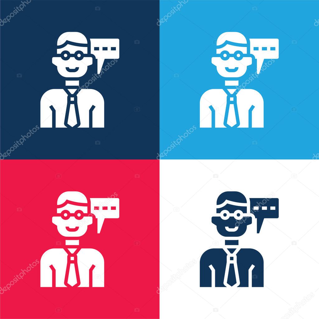 Advisory blue and red four color minimal icon set