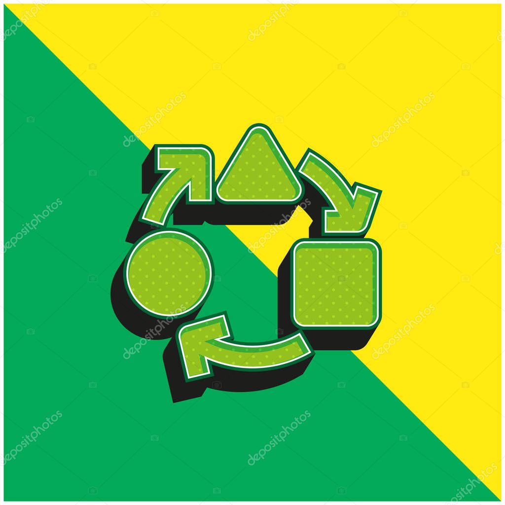 Adaptive Green and yellow modern 3d vector icon logo