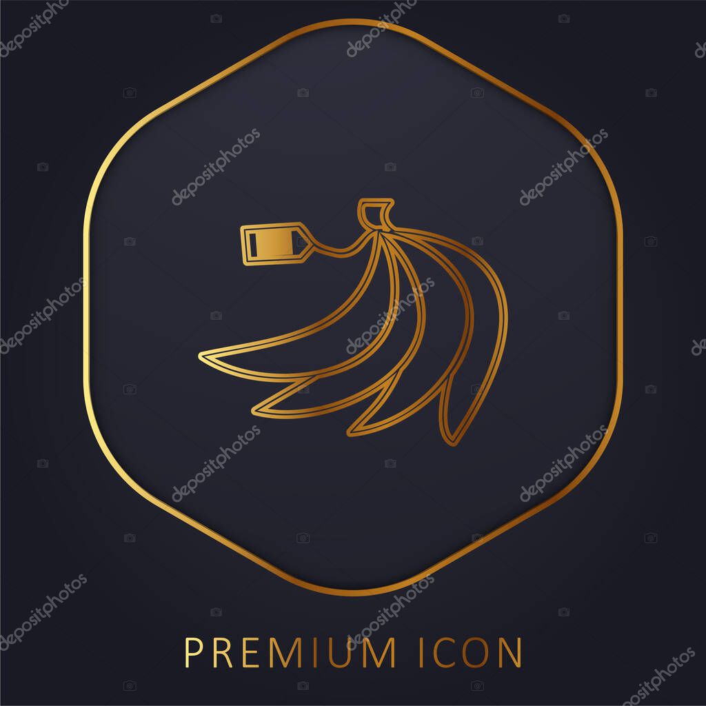 Bananas With Barcode On Label golden line premium logo or icon