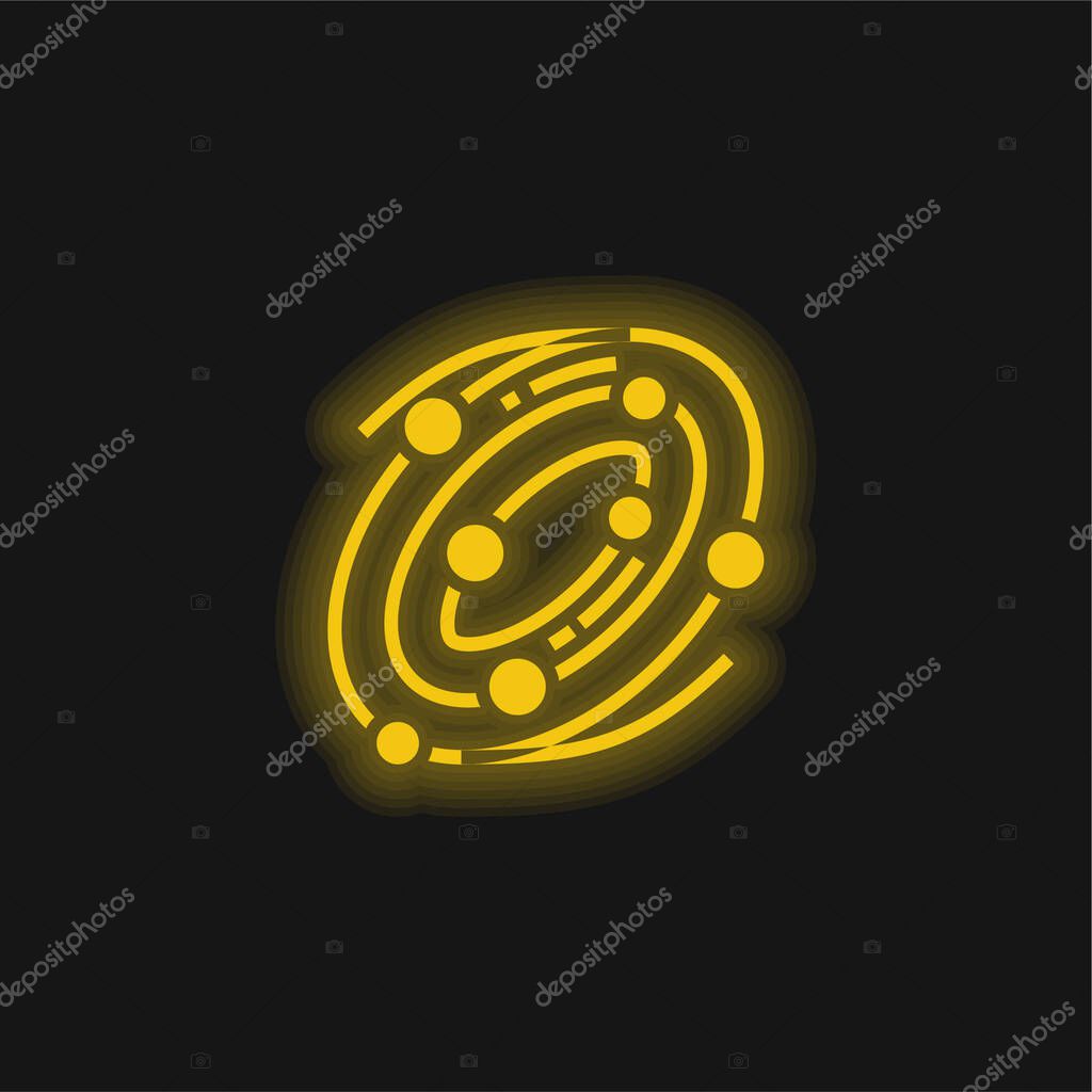 Astronomy yellow glowing neon icon