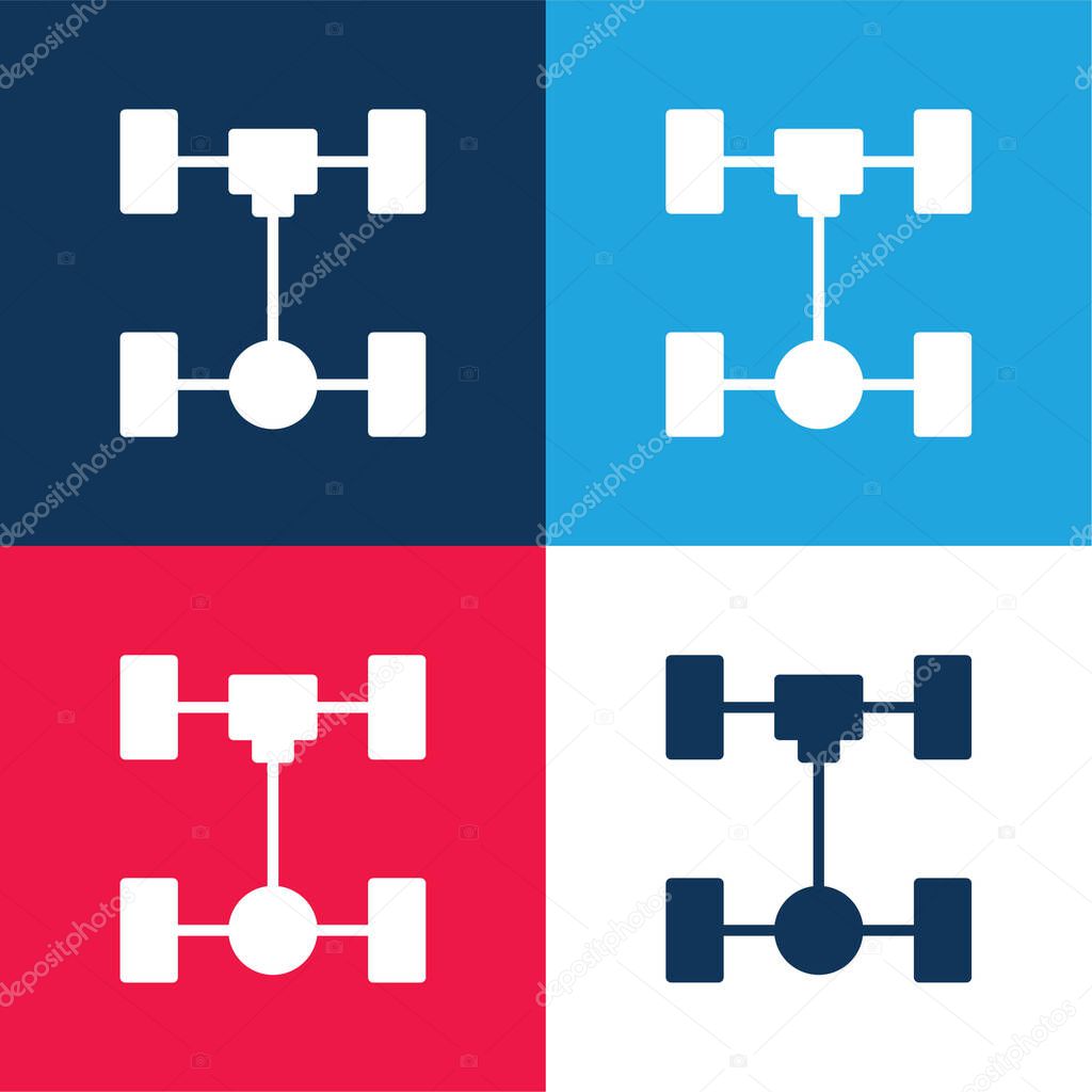 Axle blue and red four color minimal icon set