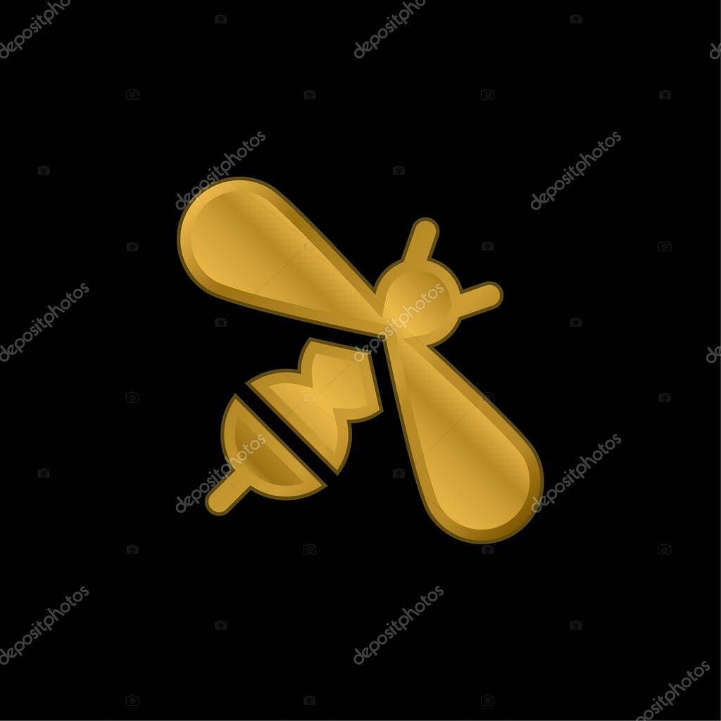 Bee gold plated metalic icon or logo vector
