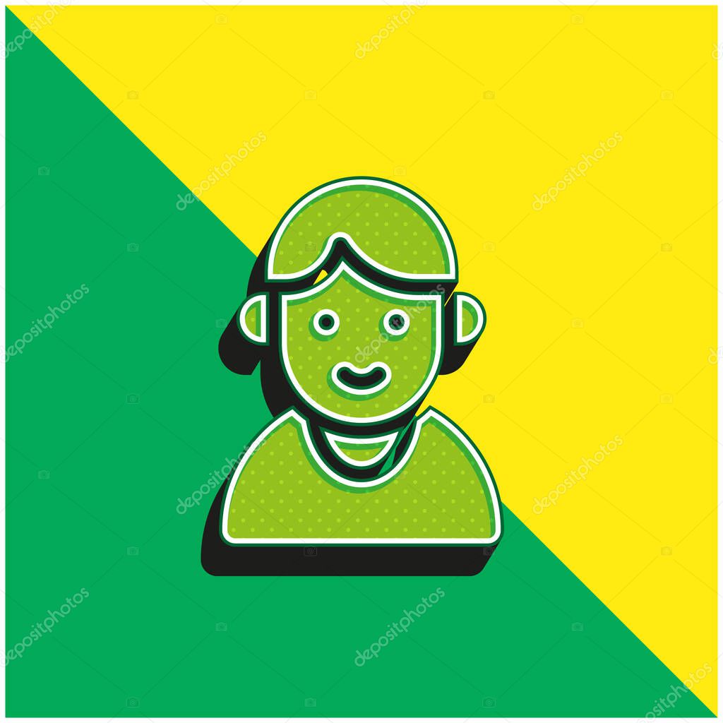 Boy Green and yellow modern 3d vector icon logo
