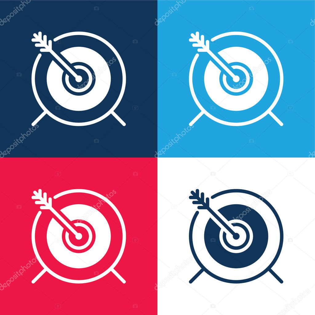 Archery blue and red four color minimal icon set