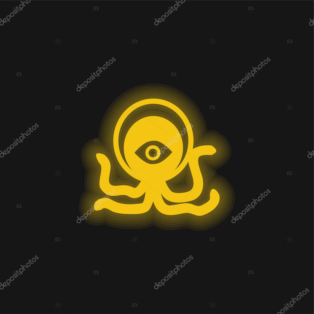 Alien Creature yellow glowing neon icon