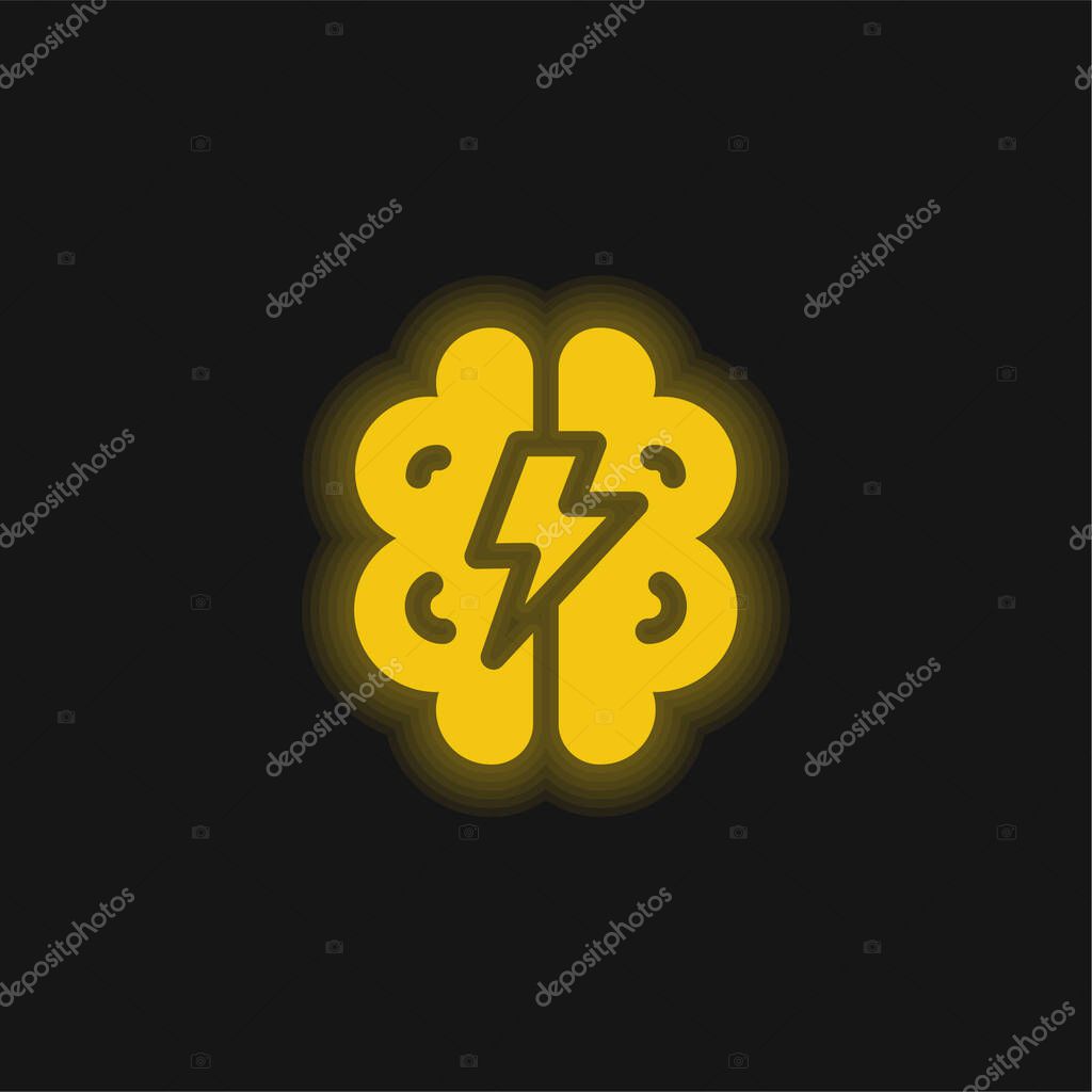 Brainstorming yellow glowing neon icon