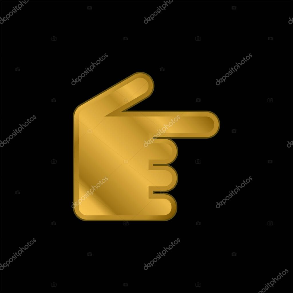 Black Hand Pointing To Right gold plated metalic icon or logo vector