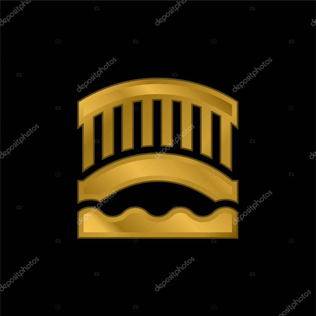 Bridge gold plated metalic icon or logo vector